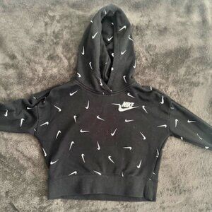 Nike Sportswear Club Girls's All Over Logo Swoosh Fleece  Crop Hoodie